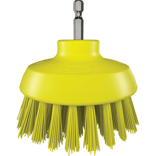 Brosse ronde HyDrive pour perceuse, Soies Tr&egrave;s ferme, Longueur de 3-1/10", Jaune OSI Industrial Sales