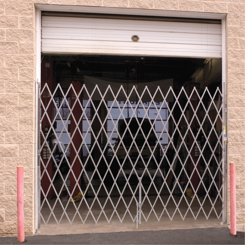 Galvanized Folding Security Gates, Fixed Single Folding, 4' L x 8' H Expanded OSI Industrial Sales