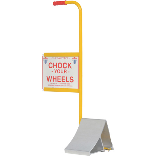 Wheel Chock with Handle & Sign, 7" W x 11-7/8" D x 7-11/16" H OSI Industrial Sales