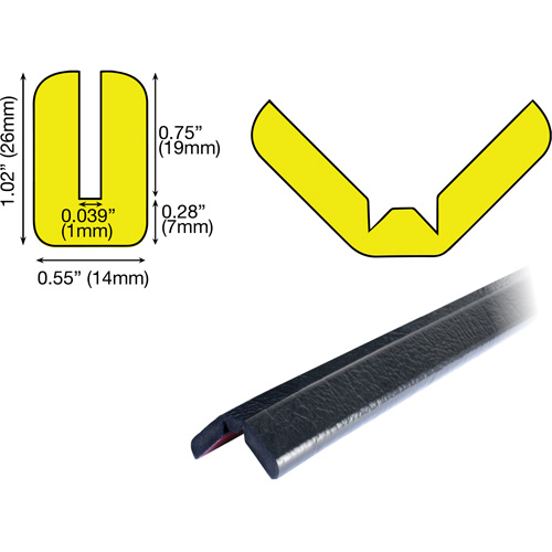 Butoir de protection de rebords mod&egrave;le W 1M, Longueur 3.25' OSI Industrial Sales