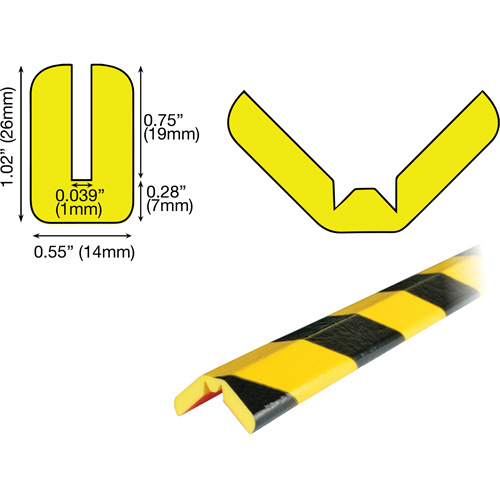 Butoir de protection de rebords mod&egrave;le W 5M, Longueur 16,42' (5 m) OSI Industrial Sales