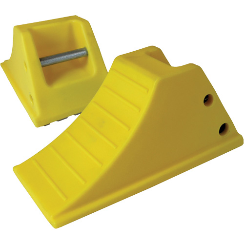 40 Ton Large Equipment Wheel Chock with Grip Pads, Urethane, Yellow OSI Industrial Sales