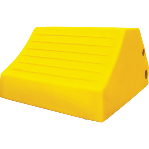 165 Ton Large Equipment Wheel Chock with Handle & Hole, Urethane, Yellow OSI Industrial Sales