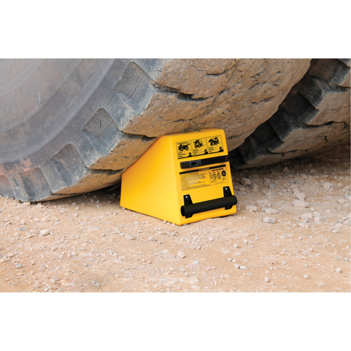 Checkers Safety Heavy-Duty Ultra Class Mining Wheel Chock, HDPE, Yellow, 14-1/2" W x 17-1/2" D x 16" H OSI Industrial Sales