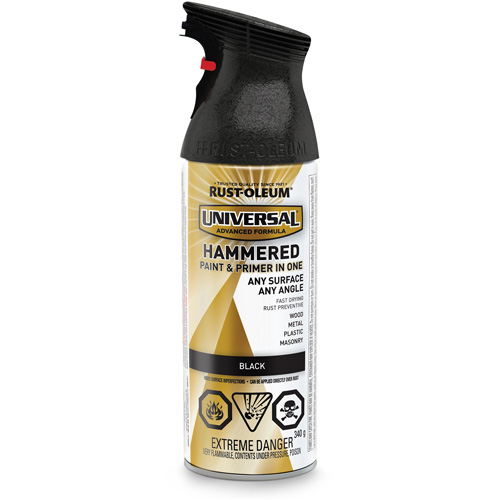 Universal&reg; Paint & Primer In One Spray Paint, Black, Hammered, Aerosol Can OSI Industrial Sales