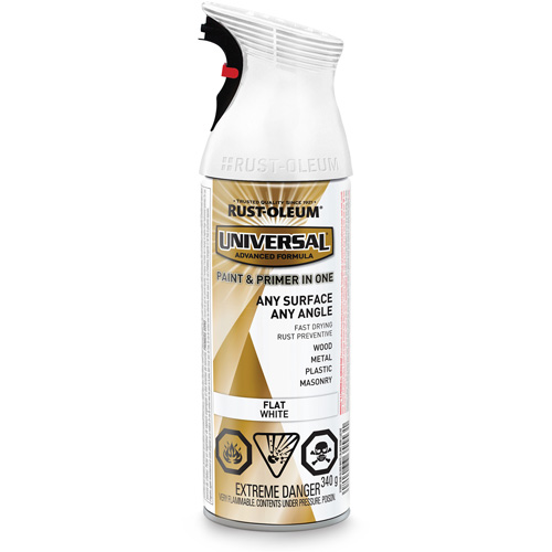 Universal&reg; Enamel Paint & Primer In One, White, Very Flat, Aerosol Can OSI Industrial Sales