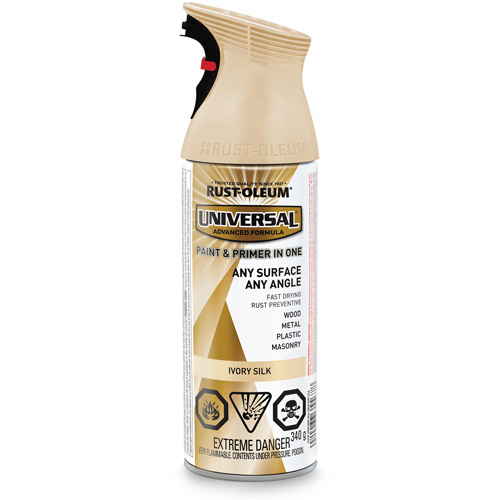 Universal&reg; Enamel Paint & Primer In One, Ivory Silk White, Satin, Aerosol Can OSI Industrial Sales