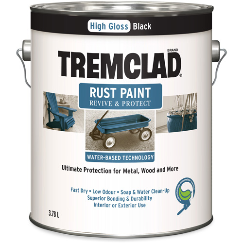 Tremclad&reg; Water-Based Rust Paint, 3.78 L, Gallon, Black OSI Industrial Sales