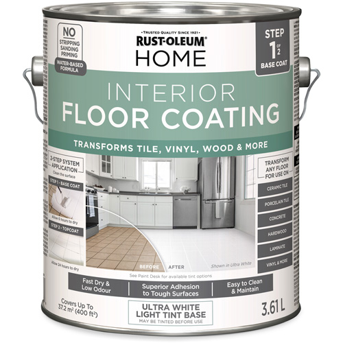 Home Interior Floor Coating System Base Coat, 3.61 L, Water-Based, Very Flat, Tint Base/White OSI Industrial Sales