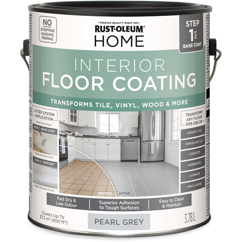 Home Interior Floor Coating System Base Coat, 3.78 L, Water-Based, Very Flat, Grey OSI Industrial Sales