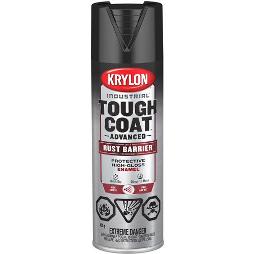 Peinture Tough Coat avec technologie Rust Barrier, Noir, Tr&egrave;s brillant, 425 g, Canette a&eacute;rosol OSI Industrial Sales