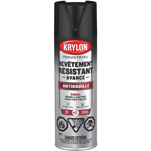 Peinture Tough Coat avec technologie Rust Barrier, Noir, Semi-brillant, 425 g, Canette a&eacute;rosol OSI Industrial Sales