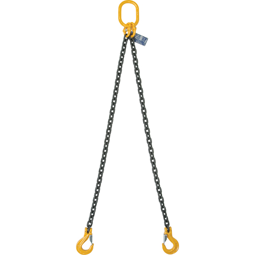 Chain Slings, 80 Chain, Double Legs, Oblong & Grab Hooks, 5/8" x 5' OSI Industrial Sales