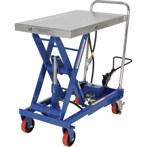 Pneumatic Hydraulic Scissor Lift Table, Steel, 32-1/2" L x 19-3/4" W, 1000 lbs. Cap. OSI Industrial Sales