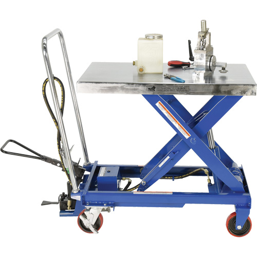 Pneumatic Hydraulic Scissor Lift Table, Steel, 32-1/2" L x 19-3/4" W, 1000 lbs. Cap. OSI Industrial Sales