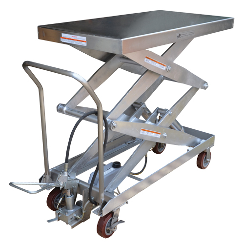 Table &eacute;l&eacute;vatrice &agrave; ciseaux hydraulique pneumatique, Acier inoxydable, 47-1/4" lo x 24" la, Cap. 1500 lb OSI Industrial Sales