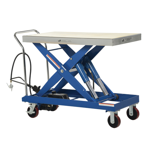 Pneumatic Hydraulic Scissor Lift Table, Steel, 47-1/2" L x 24" W, 2000 lbs. Cap. OSI Industrial Sales