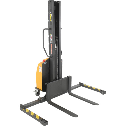 Narrow Mast Powered Lift Stacker, Electric Operated, 1000 lbs. Capacity, 63" Max Lift OSI Industrial Sales