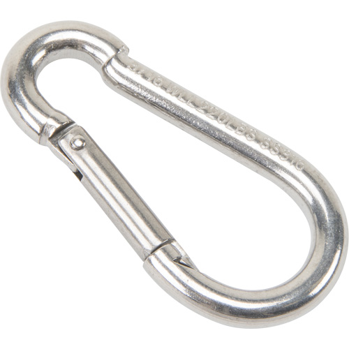 Stainless Steel Snap Hook, 220 lbs (0.11 tons) Working Load Limit, 3/16" Size, 5/16" Eye OSI Industrial Sales