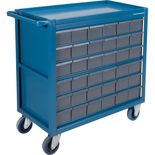 Drawer Shelf Cart, 1200 lbs. Capacity, Steel, 18" x W, 35" x H, 36" D, Rubber Wheels, All-Welded, 36 Drawers OSI Industrial Sales