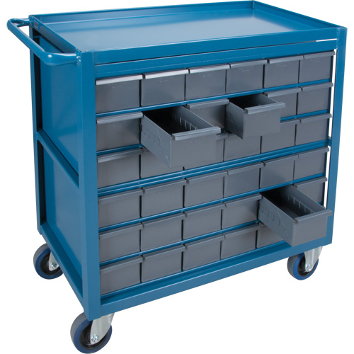 Drawer Shelf Cart, 1200 lbs. Capacity, Steel, 18" x W, 35" x H, 36" D, Rubber Wheels, All-Welded, 36 Drawers OSI Industrial Sales