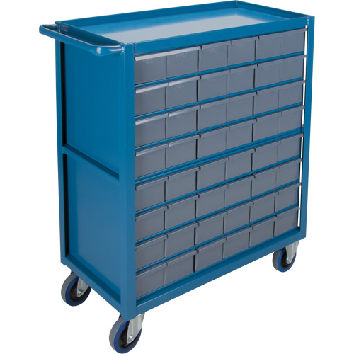 Drawer Shelf Cart, 1200 lbs. Capacity, Steel, 18" x W, 35" x H, 36" D, Rubber Wheels, All-Welded, 48 Drawers OSI Industrial Sales