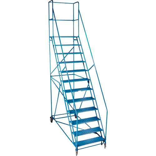 CSA-Certified Rolling Step Ladder with Locking Step, 12 Steps, 30" Step Width, 109" Platform Height, Steel OSI Industrial Sales