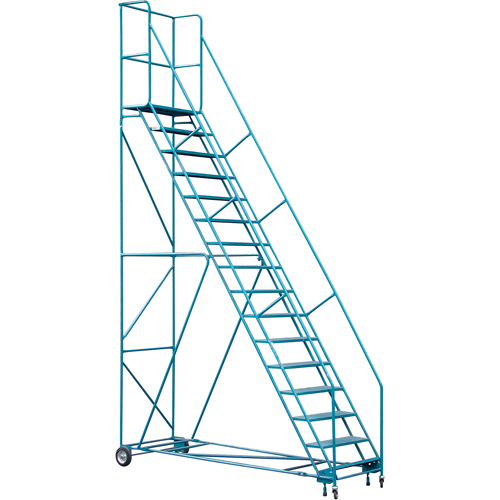 Escabeau roulant certifi&eacute; par la CSA avec pied verrouillable, 16 marches, Largeur de la marche 30", Hauteur de la plateforme 144", Acier OSI Industrial Sales