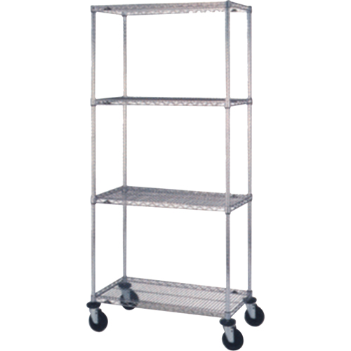 Wire Shelf Cart, Chrome Plated, 24" x 69" x 60", 800 lbs. Capacity OSI Industrial Sales