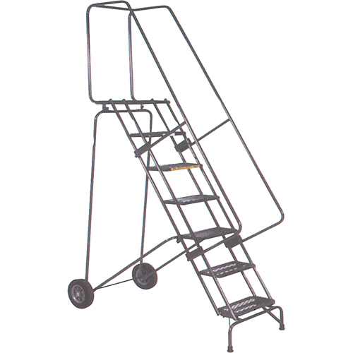 Fold-N-Store Rolling Ladders, 7 Steps, Perforated, 70" High OSI Industrial Sales