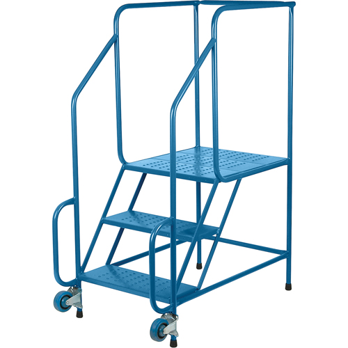 Tilt-N-Roll Ladders, Steel, 3 Steps, 22" Wide, 24" D x 27" H Top Step OSI Industrial Sales