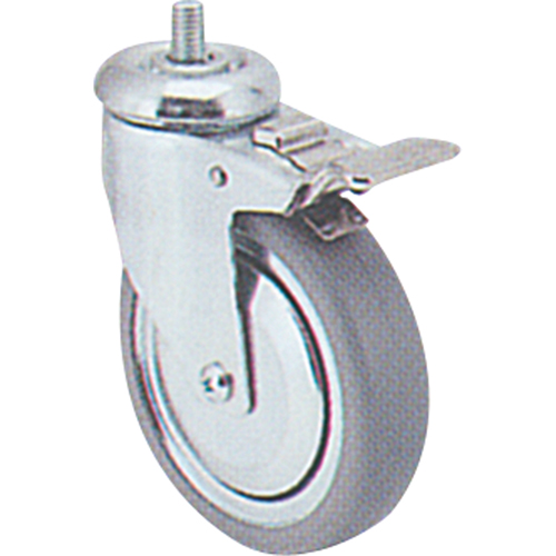 Zinc Plated Caster, Swivel with Brake, 4" (102 mm) Dia., 200 lbs. (91 kg.) Capacity OSI Industrial Sales