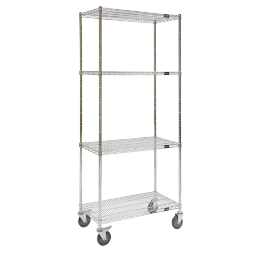 Chariots en treillis m&eacute;tallique, Chrom&eacute;, 60" x 80" x 24", Capacit&eacute; 800 lb OSI Industrial Sales