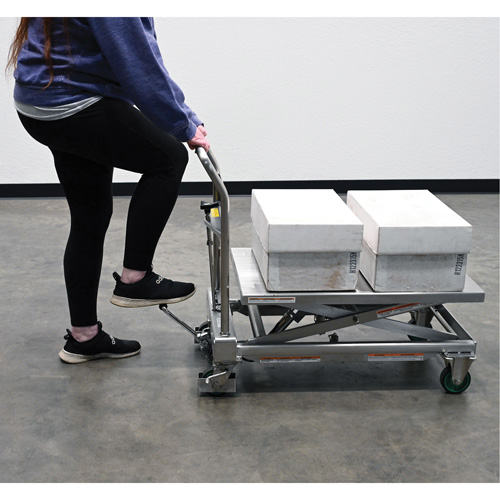 Hydraulic Scissor Lift Table, 31-1/2" L x 19-1/2" W, Stainless Steel, 550 lbs. Capacity OSI Industrial Sales