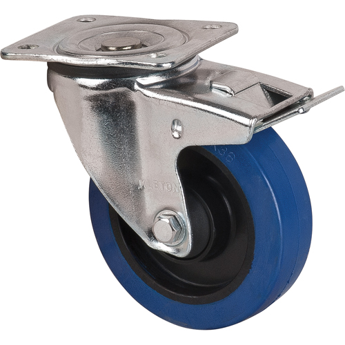 Roulette bleue, Pivotant avec frein, 5" (127 mm), Caoutchouc, 400 lb (181 kg) OSI Industrial Sales