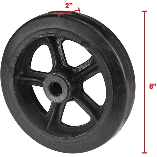 Mold-On Rubber Wheel, 8" (203 mm) Dia. x 2" (51 mm) W, 400 lbs. (181 kg.) Capacity OSI Industrial Sales