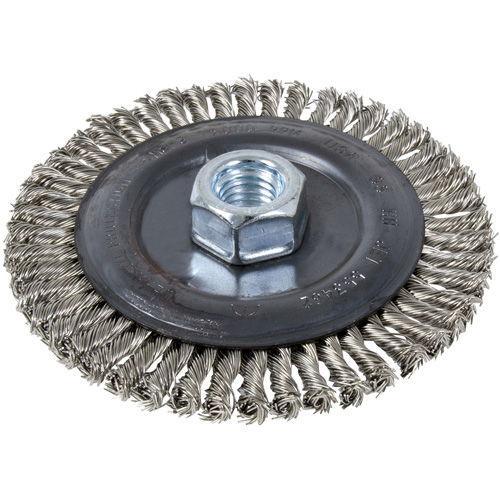 Stringer Bead Brush, 5" Dia., 0.022" Fill, 5/8"-11 Arbor, Stainless Steel OSI Industrial Sales