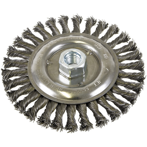 Standard Face Knot Wire Wheel Threaded, 6" Dia., 0.022" Fill, 5/8"-11 Arbor, Steel OSI Industrial Sales
