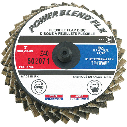 Powerblend FLX Roll-on Flap Disc, 3" x Type R, Z40 Grit, Zirconia Alumina OSI Industrial Sales