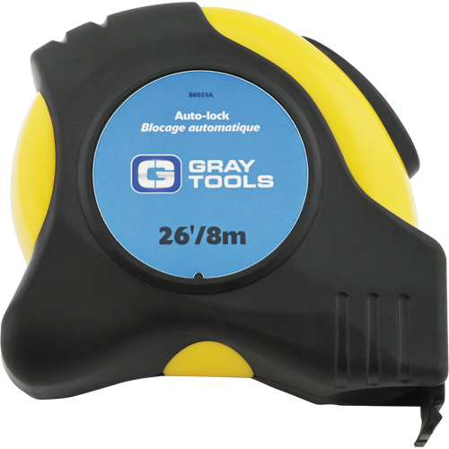 Auto-Lock Tape Measure, 1" x 26/8 m, Imperial & Metric Graduations OSI Industrial Sales