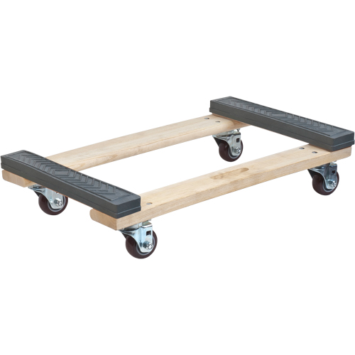 Rubber Ends Hardwood Dolly, Wood Frame, 18" W x 24" D x 7" H, 1400 lbs. Capacity OSI Industrial Sales