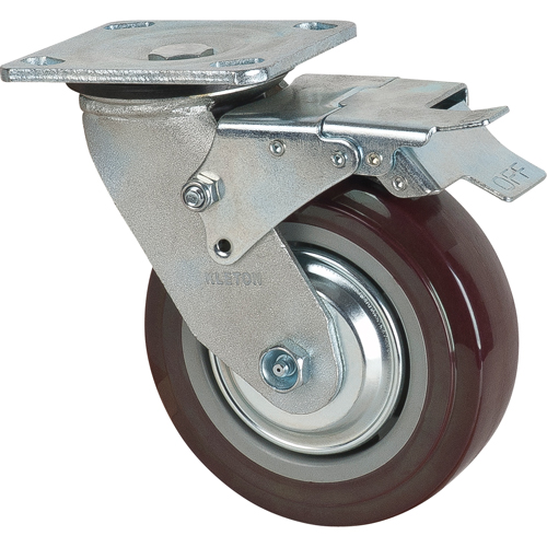Caster, Swivel with Brake, 6" (152.4 mm), Polyurethane, 850 lbs. (385 kg.) OSI Industrial Sales