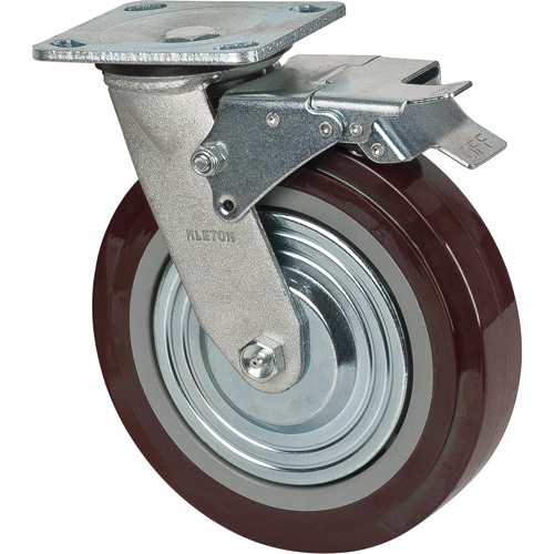 Caster, Swivel with Brake, 8" (203.2 mm), Polyurethane, 1000 lbs. (453.6 kg.) OSI Industrial Sales