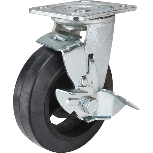 Roulette moul&eacute;, Pivotant avec frein, 6" (152,4 mm), Caoutchouc, 550 lb (249 kg) OSI Industrial Sales