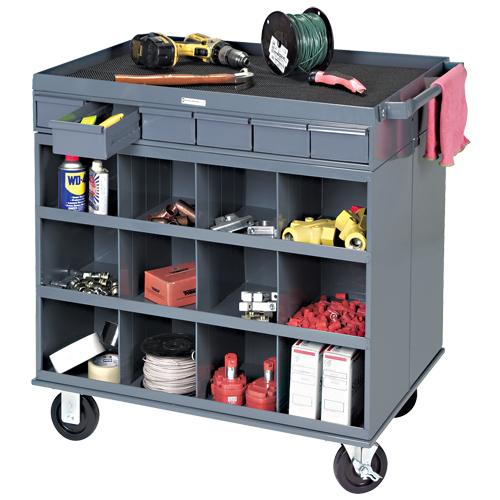 Heavy-Duty Two-Sided Mobile Work Station, 1200 lbs. Capacity, Steel, 34" x W, 34" x H, 24" D, All-Welded, 6 Drawers OSI Industrial Sales