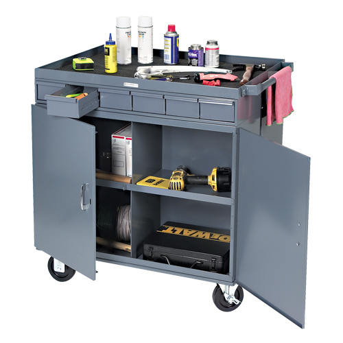 Heavy-Duty Two-Sided Mobile Work Station, 1200 lbs. Capacity, Steel, 34" x W, 34" x H, 24" D, All-Welded, 6 Drawers OSI Industrial Sales