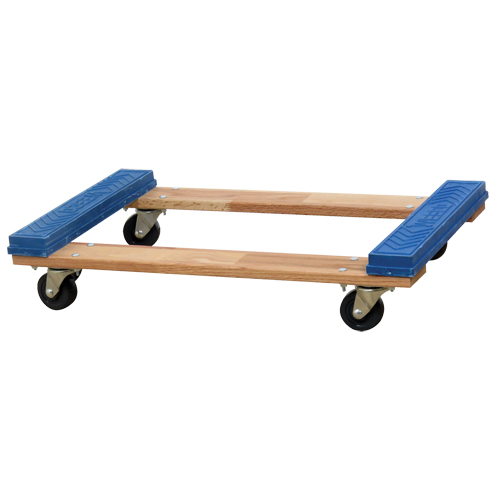 Open Deck Rubber Ends Dolly, Wood Frame, 18" W x 30" D x 6" H, 900 lbs. Capacity OSI Industrial Sales