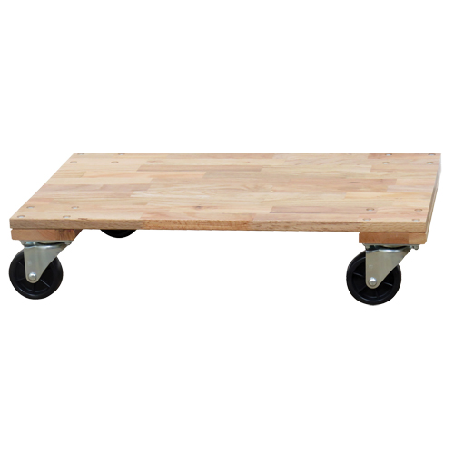 Solid Platform Wood Dolly, Rubber Wheels, 1200 lbs. Capacity, 24" W x 36" D x 7" H OSI Industrial Sales