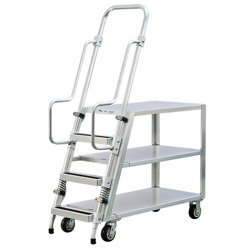 Chariot de pr&eacute;paration en aluminium avec &eacute;chelle, Aluminium, 22" la x 51-1/2" p, 3 tablettes, Capacit&eacute; 800 lb OSI Industrial Sales