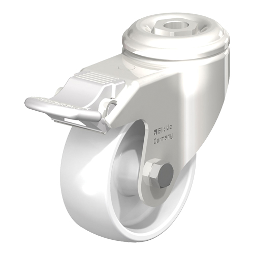 Impact-Resistant Nylon Caster, Swivel with Brake, 3-1/8" (79.5 mm) Dia., 265 lbs. (120 kg.) Capacity OSI Industrial Sales
